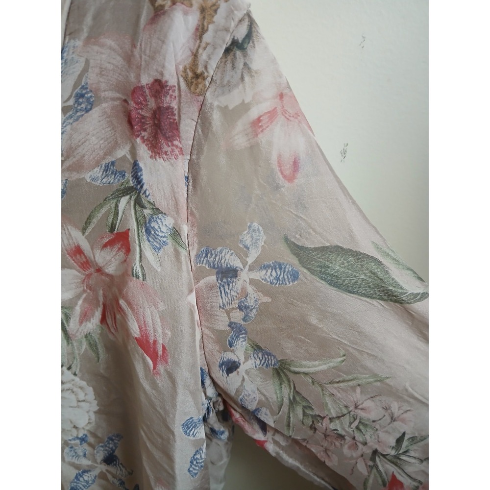 Tempo Paris Silk Blouse Womens M‎ Floral Silk Layer Sequin Tunic Top Italy Made - Picture 4 of 8